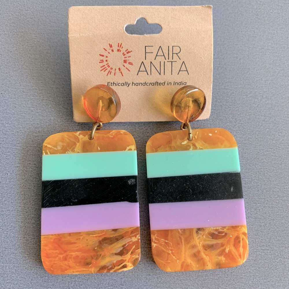 Fair Anita Acrylic Drop Earrings NWT Fair Trade